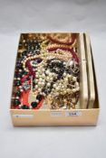 A small collection of decorative costume jewellery, to include strings of simulated pearls, coloured