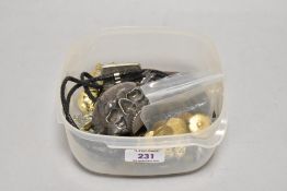 A small number of gold coloured jacket buttons, a military CSA belt buckle, a Kaiser Bill iron Cross