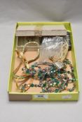 A variety of modern and vintage costume jewellery, including colourful faceted glass necklace,