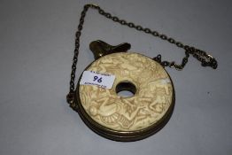 A reproduction cast metal an moulded composite moon flask.