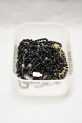 A collection of jet style decorative jewellery to include faceted bead necklaces