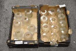 A group of twenty glass light shades, various including ruffled and trailed