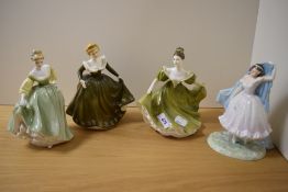 Four Royal Doulton Figurines, including, Lynne HN 2329, Geraldine HN 2348, The forest glade