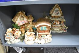 A selection of hand-painted stonecraft Pendelfin rabbit figures, of typical anthropomorphic