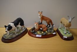 Three Border Fine Arts studies, to include; Border Collie tricolour B0449B, Blue faced Leicester