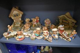 A selection of hand-painted stonecraft Pendelfin rabbit figures, of typical anthropomorphic