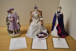 Three Royal Worcester figurines, to include; Queen Elizabeth II in Coronation robes number 71/55,