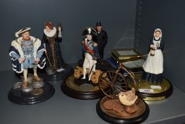 Five studies, including Royal Mint Lady with the lamp, Nelson and Henry VIII.