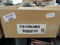 BOX OF APX 750 OLD POSTCARDS, CHURCHES & ABBEYS Box with apx 750 postcards all appear to pertain