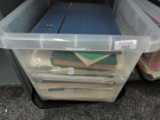 WORLD STAMP COLLECTIONS IN SEVERAL VOLUMES, LEAVES ETC Tub full with 6 collections, and pile of