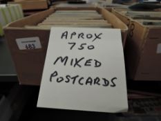 BOX OF APX 750 OLD POSTCARDS, MIXED UK Box with apx 750 postcards with mostly mixed UK, black and