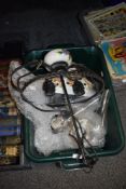 A vintage style ceiling light in the form of an electrolier, and a variety of ceramics including