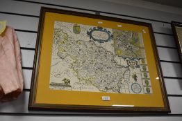 After John Speed (1552-1629), a hand coloured printed map, West Riding of Yorkshire c.1610,