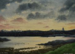 *Local Interest - Richard Irving (20th Century, British), gouache, 'Lune Dawn', A Lancaster
