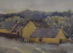 Unknown Artist (20th Century), a watercolour, Cottages within a countryside setting, framed,