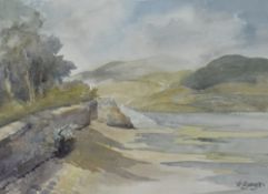 Maureen Mycroft (20th Century, British), a watercolour, 'Bardsea Beach', signed to the lower