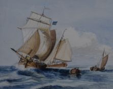 Michael Hope (20th Century), a watercolour, Masted fishing vessels at sea, signed to the lower