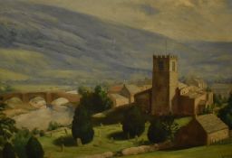 Allan Bracewell Laycock (1928-2020), an acrylic on canvas, 'St Wilfred's Church, Burnsall', signed
