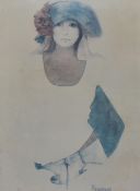 After Christine Rosamond (1947-1994, American), a coloured print, 'Denim & Silk', signed in print to