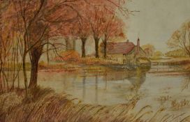 E.W White (1854-1924), a watercolour, 'Fall of the Leaf', an autumnal scene depicting a solitary