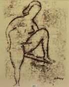 After Alfred Birdsey (1912-1996), a coloured print, A life study of a female, signed to the lower