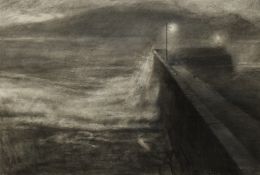 Maeve McCarthy RHA (b.1964, Irish), charcoal on fabriano paper, 'Winter Storm', framed and under