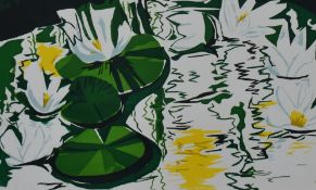Artist Unknown, 20th Century, a coloured print, An abstract interpretation of flowers, framed and