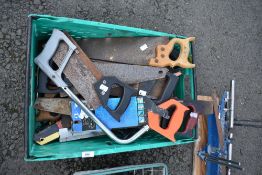 A crate of saws