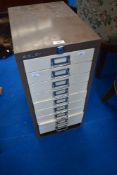 A part set of Bisley filing drawers, no bottom drawer