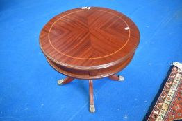 A reproduction Regency style drum style occasional table, diameter approx. 60cm