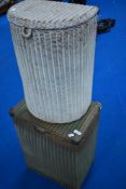 Two vintage Lloyd loom linen baskets