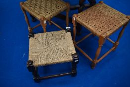 Three traditional strung stools