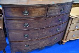 A 19th Century mahogany bow fronted chest of two over three drawers