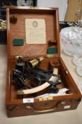 A 1940s/50s sextant in case, Heath & Co, New Eltham, London.