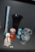 An assorted collection of decorative glass and ceramics, to include a Bohemian overlay glass vase, a