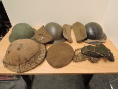 Three British WWII Period Side Caps, one having Cheshire Regiment badge, one having Royal Fusilier