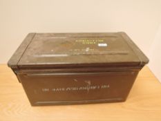 A Military metal Ammunition Smoke, 60-Carts 40mm, Buoyant Smoke Orange No 1 MkII