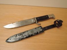 A German WWII Hitler Youth Dagger, blade marked RZM M7/31, blade length 13cm with metal scabbard