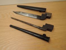 A British No 9 Bayonet, made in Poole, marked P 1949 G5, blade length 20cm, overall length 26cm with