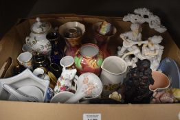 An Ainsley 'Pembroke' urn (AF), four Old Courtware hand painted vases of assorted sizes, a