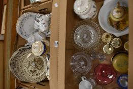 Two cartons including Colclough part tea service having autumnal design (16 pieces approx), six