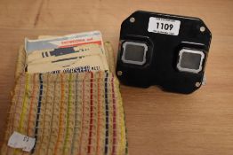 A vintage Sawyers View-Master and a selection of reels, including Spain, Scotland and Strattford
