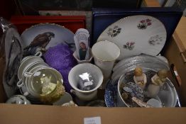A Spode display plate 'Birds of Prey' along with a floral Worcester floral cake plate , an