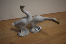 Two Lladro Geese animal studies (one AF)