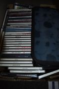 A small carton of cd's of mainly compilations of Swing, Jazz, Hits of the Year with a large