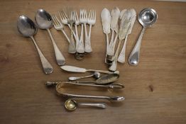 A small quantity of silver plated flatware, knives, forks, and spoons