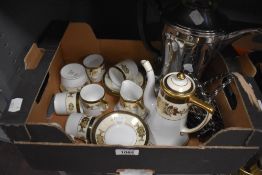 A Noritaki part coffee service (16 pieces approx) and a vintage coffee peculator.