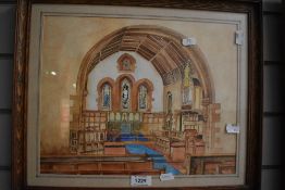 J. Ormerod (20th Century), gouache, A church interior, signed and dated 1981 to the lower right,