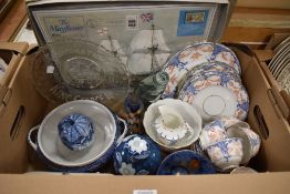 An assortment of items to include a Rosalin part tea service with brown and blue decoration (21