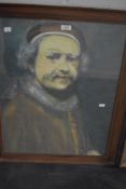 After Rembrandt Harmenszoon van Rijn (1606-1669), coloured print, Self Portrait at the age of 63,